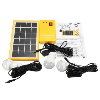 Джобно Solar charger Solar Home System Kit USB Charger Outdoor Indoor Camping Solar Panel Generator Комплект с 3 led крушки 5V
