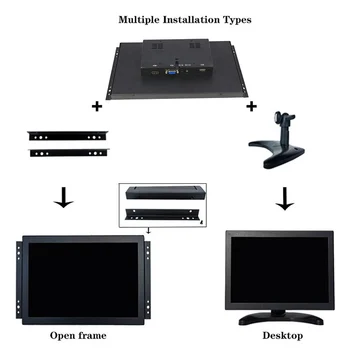 ZHIXIANDA 15.6-Инчов Промишлен Екран, Метален Корпус, 1920x1080, HDMI, VGA BNC АУДИО Вход USB Отворена Рамка Капацитивен Сензорен Монитор