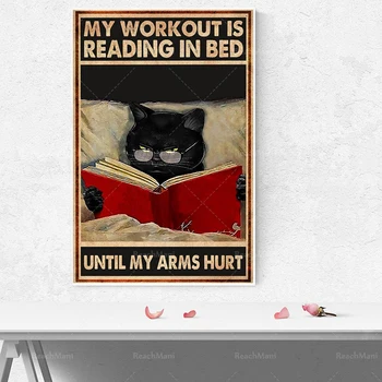 Черна котка на плакат, любител на котки, смешни котешки плакат, ретро котешки плакат без рамка, творчески подарък за любител на котки