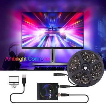 DC 5V USB WS2812B LED Strip 5050 Deam Color LED Light САМ Ambient Controller Box for Computer PC Screen Backlight