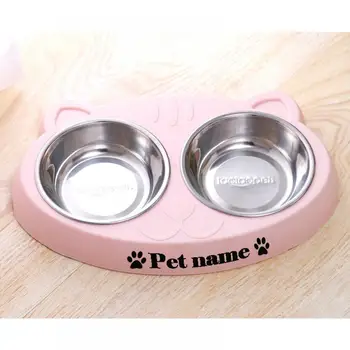 Custom Pet Dog Double Bowl Small Cats Dogs Drinking Dish Устройство Free Персонализация На Купата За Хранене На Котенцата Храна, Вода Зоотовары