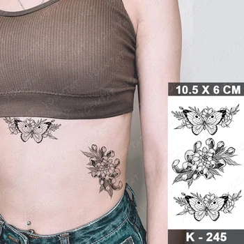 Водоустойчив Временен Стикер Татуировки Old School Planet Dark Секси Butterfly Flower Flash Tatoo Фалшиви Татуировки, Боди Арт На Жените И Мъжете