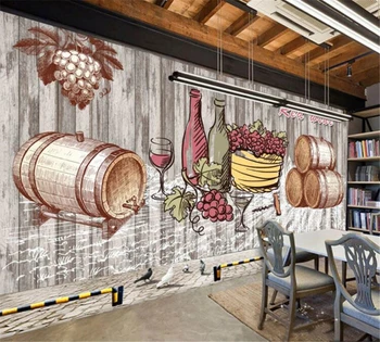 Beibehang Ретро европейската и американската ръчно рисувани тапети по поръчка high-end вино винарна bar tooling background papel de parede