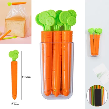 5PCS Food Sealing Клип Cartoon Orange Carrot Shape влагоустойчив, отговарят на високи Скоба за Затваряне на Приспособления За Съхраняване на Пресни Хранителни Продукти Кухня Ltems New