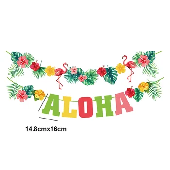 Хавай АЛОХА Овесени ядки Банер Торта Topper Ананас Фламинго, Тропически Хавайски Парти Декор Лятна парти Luau Aloha Party Supplies