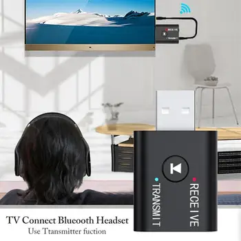 Безжичен Адаптер 5.0 USB Bluetooth Музика Предавател Приемник 2-в-1 Преносим 3.5 мм AUX Безжичен Адаптер за Автомобил TV на PC