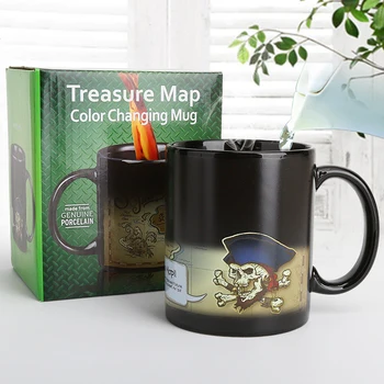 Творческа Pirate карта на съкровище, промяна на Цвета, чаши,персонални форма за Офис Кафе Чаша мляко,Промяна на цвета на Чаша Изненадан Подарък