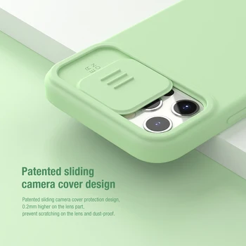 NILLKIN Магнитен Калъф за iPhone 12 Pro Max Течен Силиконов Мек Калъф Slide Camera Privacy Protect Делото за iPhone 12 Pro