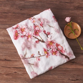 Висококачествена тъкан рами Розова слива бродерия на High-end материал дрехи