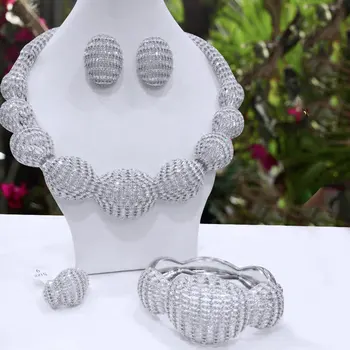 GODKI Luxury Noble Hollow Lariat Round Women Wedding Cubic Цирконий Choker Колие Обици Dubai Jewelry Set Jewellery Addict