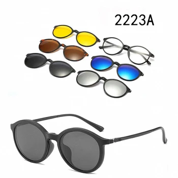 Мода 5 Лен Магнит Слънчеви очила Клип Огледален Клип на Слънчеви очила Мъжки Поляризирани Очила Клип Потребителски Рецепта Късогледство