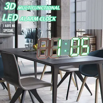 Модерен Дизайн, 3D Големи Стенни Часовници LED Digital USB Електронен Часовник На Стената, Светлина Будилник, Настолни Часовници Настолен Домашен Декор