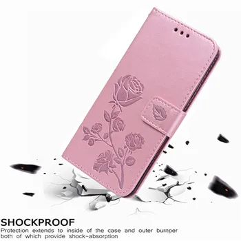 Луксозен кожен Флип Калъф За Samsung Galaxy J4 Основната Plus Prime J415 J400F Rose Flower Портфейла Stand Case Калъф за телефон Чанта