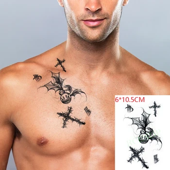 Водоустойчив Временен Стикер Татуировки Прилеп Cross Moon Flash Tattoo Фалшива Татуировка на Ръката на Гърдите Крак Боди Арт, за жени, Мъже