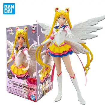Bandai Original Sailor Moon Figure Glitter Glamours Eternal Sailor Moon Action Collection Модел Toy Аниме Figure Toys for Kids