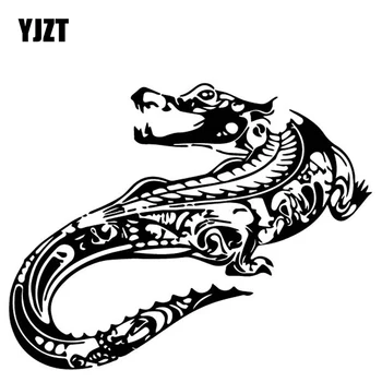 YJZT 18,6 СМ*14,7 СМ Свиреп Крокодил Персонални Автомобилни Стикери Декор на Вратите на автомобила Vinyl стикер Черен/Сребрист C4-1422