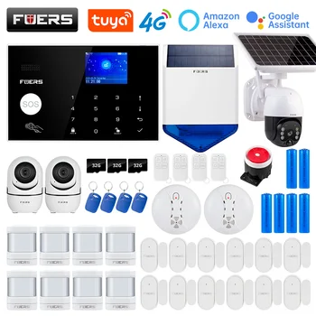 Fuers Security Alarm System Kit 4G WIFI Sasha Smart Home Outdoor Indoor 3MP IP Камера с Датчик за Движение, Пушек Сирена Аксесоари