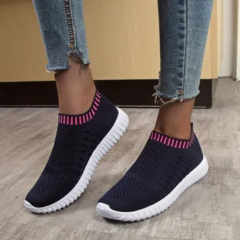 Удобни дишащи ежедневни маратонки дамски апартамент обувки дамски чорапи обувки плюс размера на dropshipping