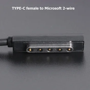 USB C Женски Кабел Адаптер Домакински Компютър 3A 65W PD Бързо Зареждане на Аксесоари за Microsoft Surface Pro 2