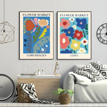Копенхаген, Лима Цветя На Пазара Печат На Плакати Nordic Платно Живопис Абстрактен Цвят На Завод За Цветни Стенни Художествени Картини Декор Спални