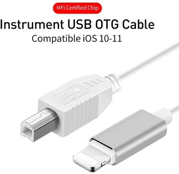 1 м за iPhone, iPad,за електронни музикални инструменти, аудиоинтерфейс 8Pin адаптер към USB type B адаптер OTG кабел,мъж към мъж