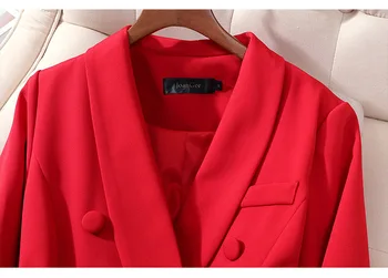 Есен плюс размер M-5XL професионален женски офис яке червен случайни брючный костюм облекло за интервю високо качество елегантни панталони