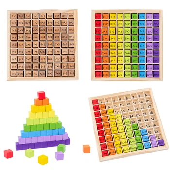 Детски Играчки 99 Таблицата за Умножение по Математика Аритметика Монтесори Образователни Дървени Играчки за Деца, Учебни Помагала, Детски подарък