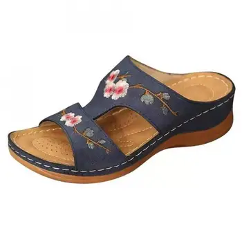 Дамски сандали 2021 Чехли Цвете Платформа Плоски обувки Удобни Ежедневни Модни Дамски Zapatillas Mujer Casa Sapato Feminino