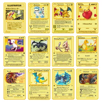 Pokemon Аниме Battle Card 21 Styles Gold Metal First Edition (Custom) GX Card Game Collection Аниме Cards Toys for Children Gift