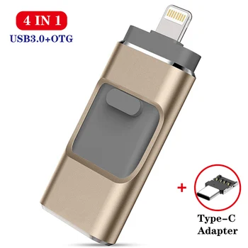 USB3.0 Pendrive за iPhone 12 12Mini X 8 7 6 iPad OTG USB Flash Drive 32GB 64GB 128GB 256GB Memory Stick USB Key Пфи Pen drive