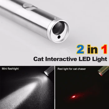 Котка Chaser Toy 2-in-1 Flashlight Смешни Пет Interactive LED Light Pointer Training Tool Durable Пет Cat Exercise Funny Toys