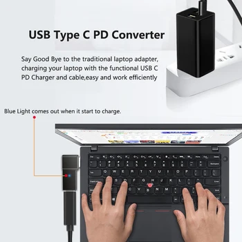 100 W USB Type C PD Fast Charge Конвертор за Lenovo Thinkpad USB C Female to Square Plug Лаптоп Адаптер за Захранване Конектор Jack