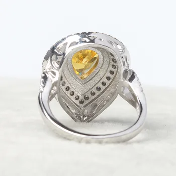 2021 нова луксозна жълта круша 925 сребро годежен пръстен за жени дама годишнина подарък бижута на едро moonso R5087