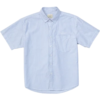 SIMWOOD 2021 Summer New Short Sleeve Oxford Тениски Men Vertical Шарени Logo Print Oversize Cotton Губим Plus Size Тениски