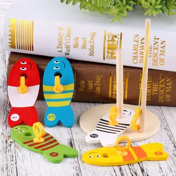 8 Бр./компл. Цветни Дървени Рибарски Цифрови Играчки Baby Kids Fish Set Column Blocks Game Children Сладко Early Educational Cartoon Toy