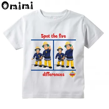 Kids Sam Пожарникар Firefighter Design T Shirt Boys/Girls Great Kawaii Short Sleeve Върховете Детска Забавна Тениска,ooo3062
