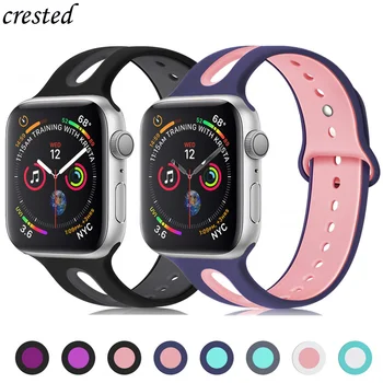 Силиконов ремък за Apple Watch band 44 мм 40 мм iWatch band 38 мм 42 мм и Дишаща каишка за часовник гривна apple watch серия 5 4 3 se 6