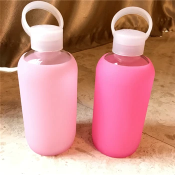 Arshen Fashion Colorful 500mL Стъкло Water Bottle Glass Beautiful Gift Women Water Bottles with Protective Silicon Case Tour Лагер