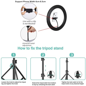 Околовръстен Голяма Лампа За Снимане на Led Light Ring Selfie Lighting Stand Photo Kit 2m Статив За Телефон Action Camera Youtube Video