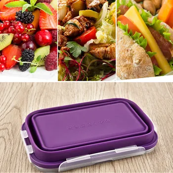Силиконова Кутия Bento Сгъваема Купа За Обяд Контейнер За Съхранение на Хранителни Продукти, Кутии за Прибори SCVD889
