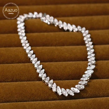 Aazuo Real 18K White Gold Real Diamonds 2.4 ct Луксозна Гривна във Формата на Яйца За Жени Престижно Модни Сватба, Годеж Au750