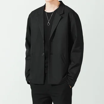 2021 Мъжки Ежедневни Високо Качество на Черен Костюм Якета Модни Свободни Блейзери Ревера Яка Кафяво Връхни Дрехи в Западен стил на обличане M-XL