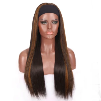 HOUYAN Long straight black brown two-color hair band лента на синтетични перука за ежедневно носене африкански жени