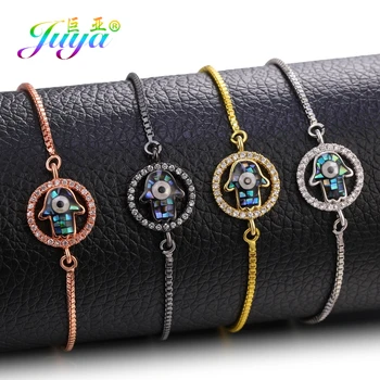 Juya Fashion Hamsa Fatima Bracelet Доставки Gold//Rose Gold Регулируеми Верига Гръцки Уроки Чар Гривни За жени, Мъже
