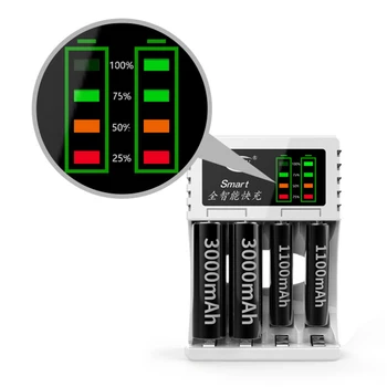 Нов 4 Слота Електрическа Батерия Зарядно Устройство Интелигентен Бърз Led Индикатор USB Зарядно Устройство За AA/AAA Ni-MH/Ni-Cd Батерия