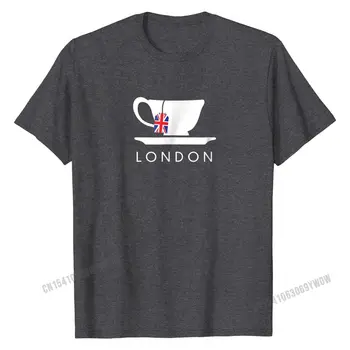 London UK Tea Тениска Cool British Teacup Gift Top T-тениски Normal Cotton Men Върховете Shirt Simple Style