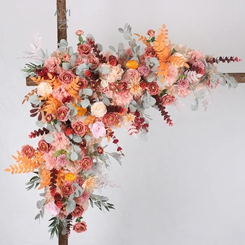 100 см 3D Потребителски арка на изкуствени цветя, стени венец сватбен фон декор на партията ъглов цвете редица Луксозни Бижута Арка