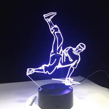 Street Dance LED USB 3D Night Lights 7 Цвята LED 3D Лампа Disco Decoration 3D Lights Hip-Hop Culture Breaking Locking Popping