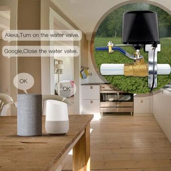 Нов Sasha smart auto shut-off valve wifi gas/water pipe valve controller app control работи с алекса google assistant smart life