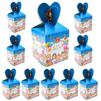 Cocomelon Theme Paper Box Candy Happy Birthday Decoration Supply For Kids Baby Shower Party Snack Boxes еднократни прибори за хранене